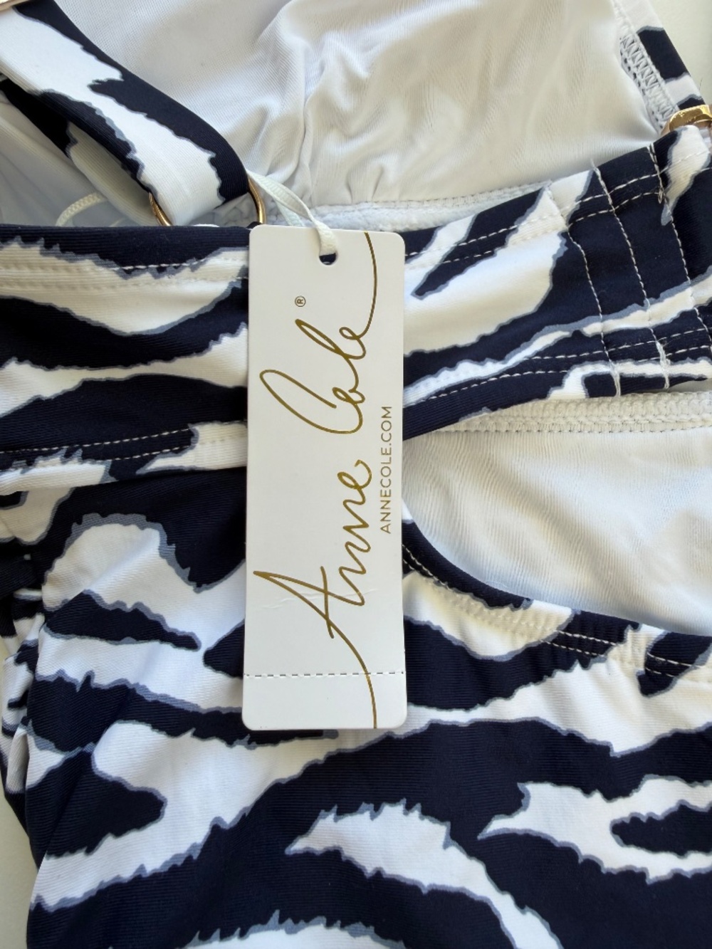 Anne Cole Women's Zebra Print Shirred V Neck Cutout Back One Piece Swimsuit - Picture 7 of 14